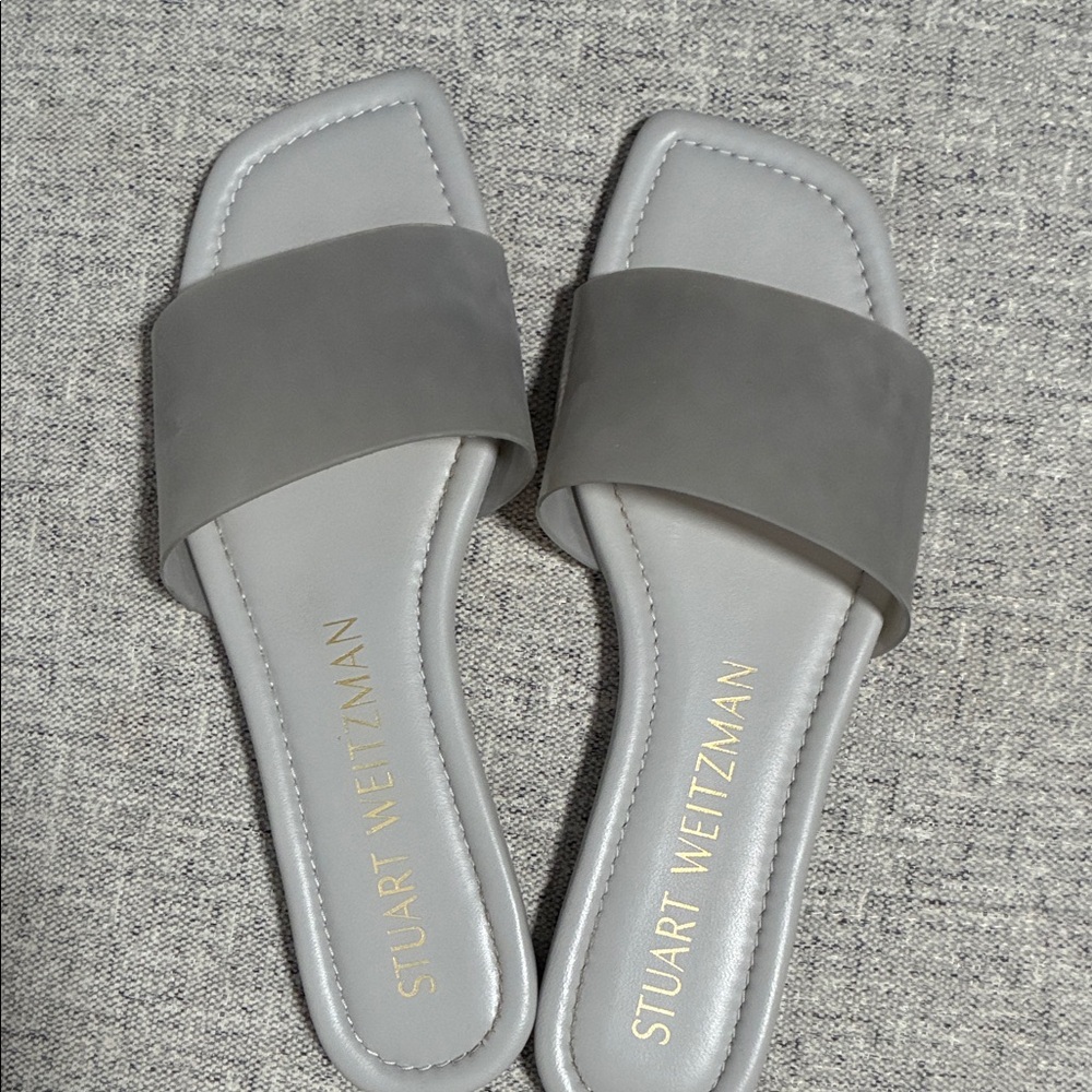Stuart Weitzman Charcoal Slide Sandals